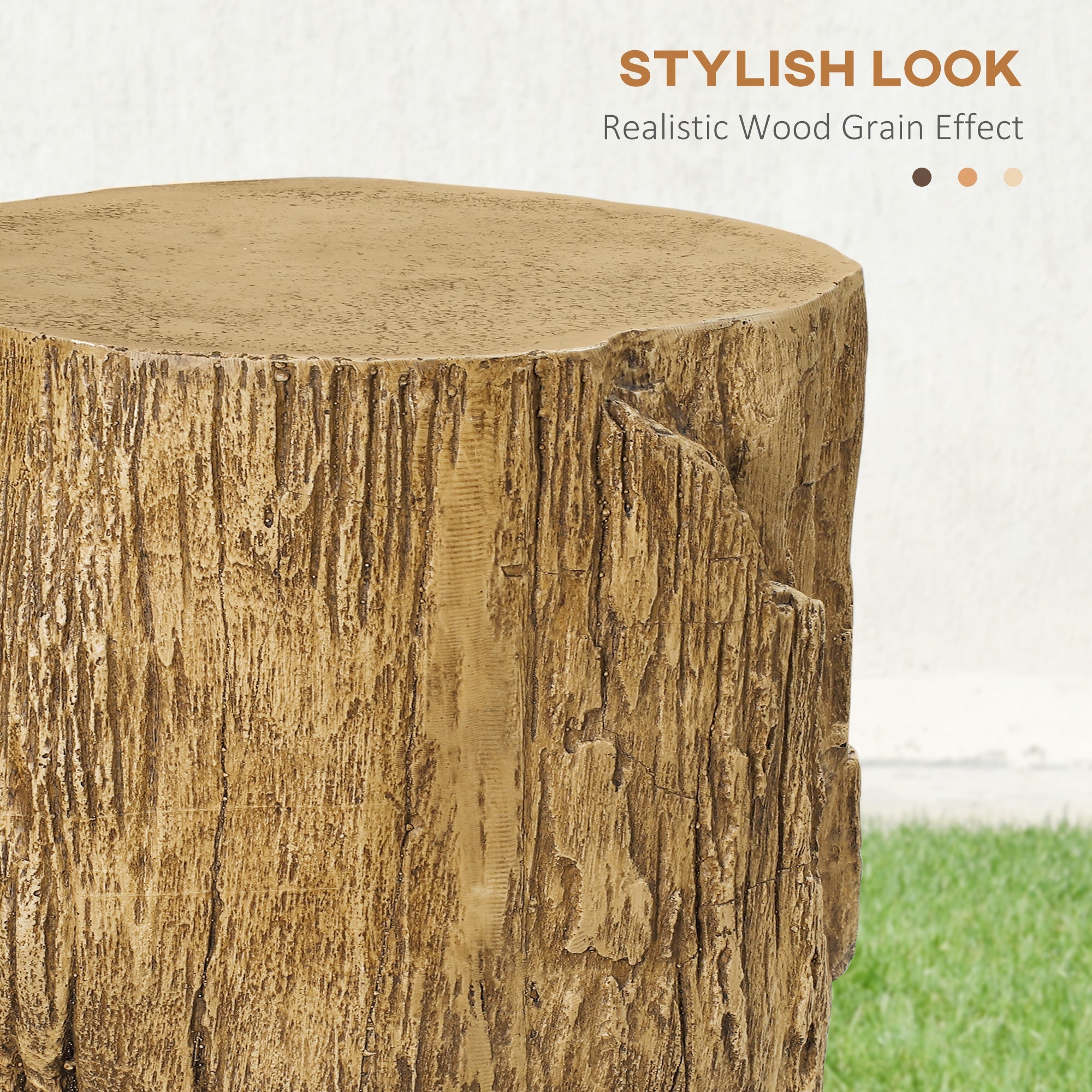 HOMCOM Natural Tree Stump Table: Decorative Round Wood Grain End Table for Indoor and Outdoor, Natural Finish 
