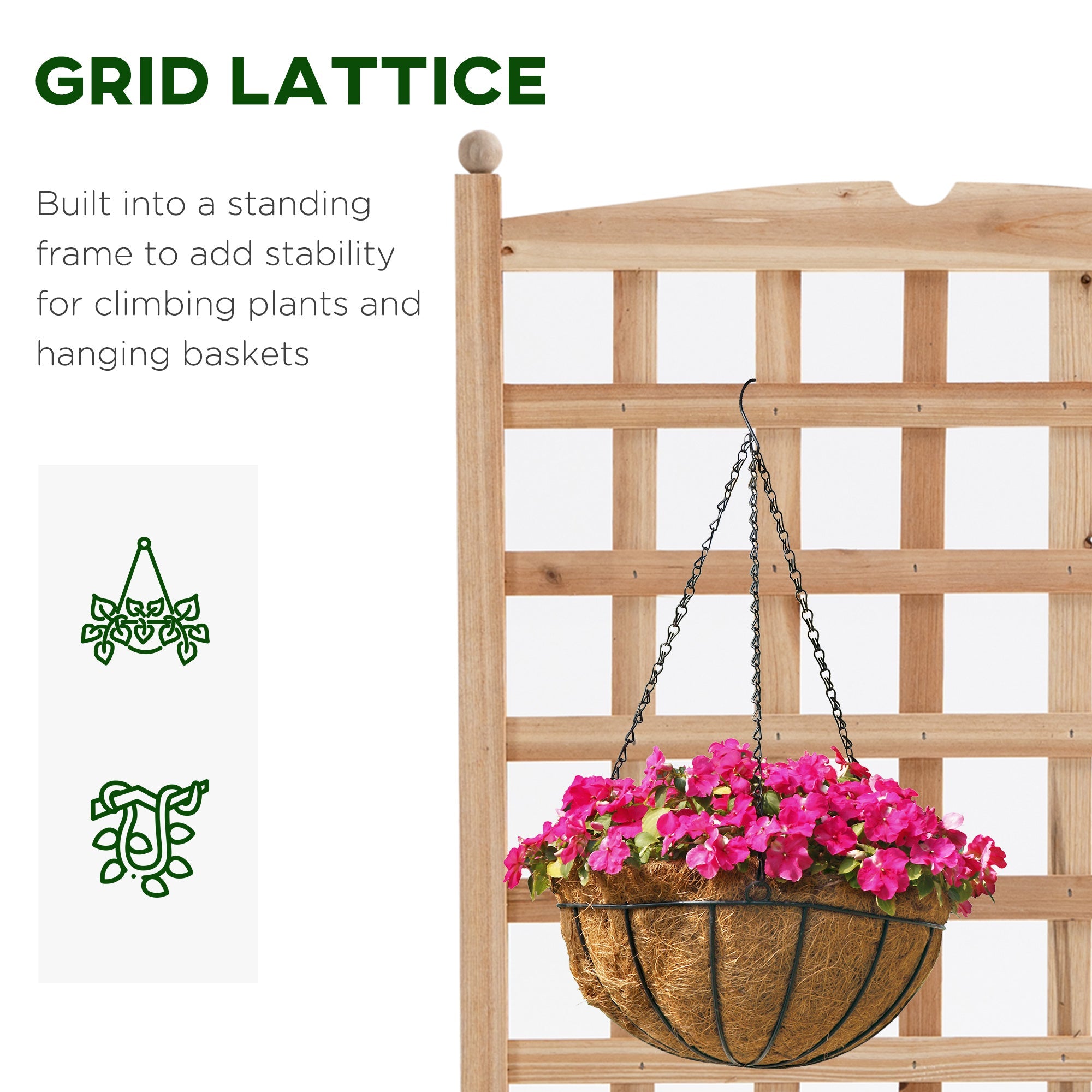 Outsunny 24"x12"x49" Raised Garden Bed: With Trellis, Wooden Design for Veggies & Flowers in Brown 