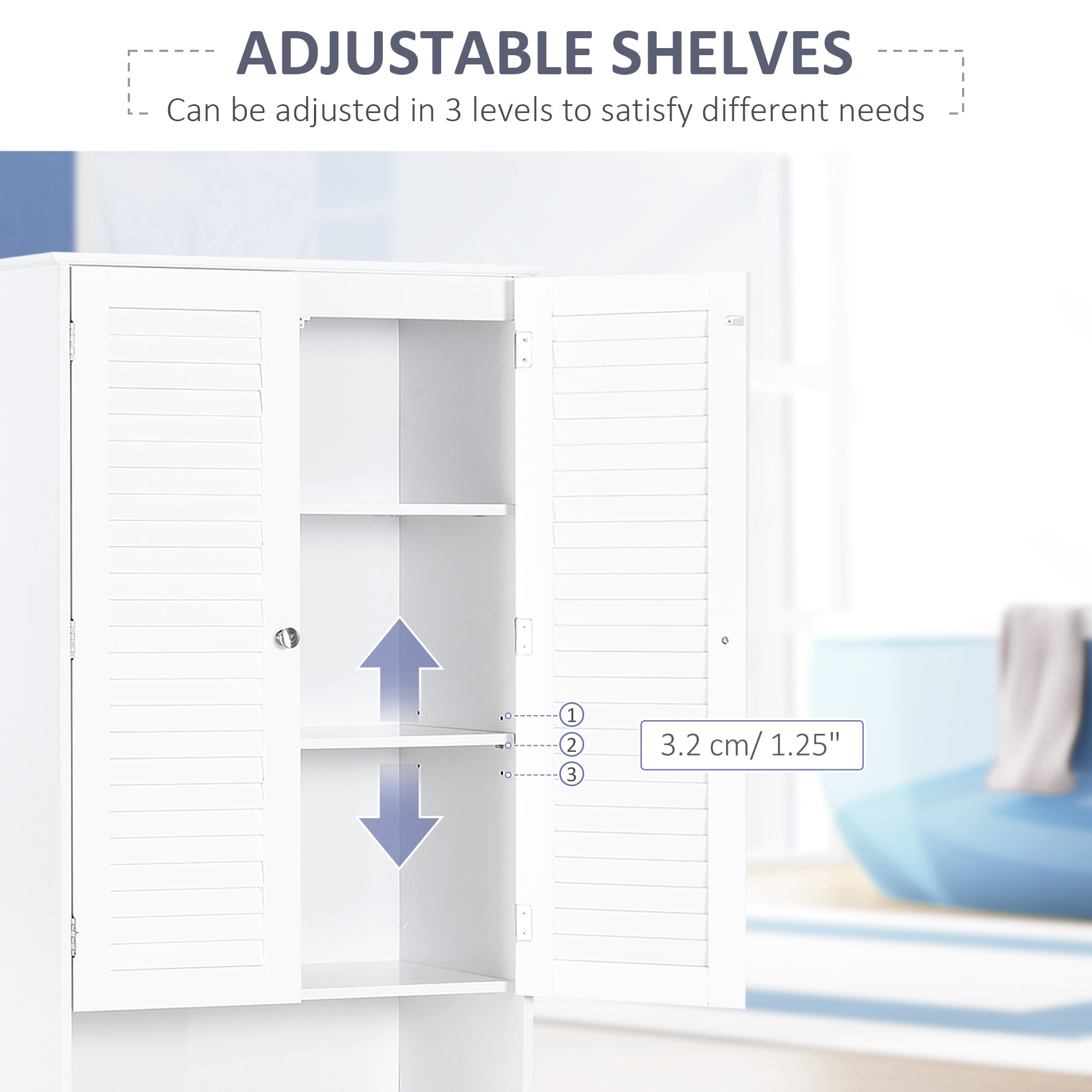 HOMCOM Versatile Storage Cabinet: Freestanding Buffet Hutch with Adjustable Shelves for Bathroom or Kitchen Pantry 