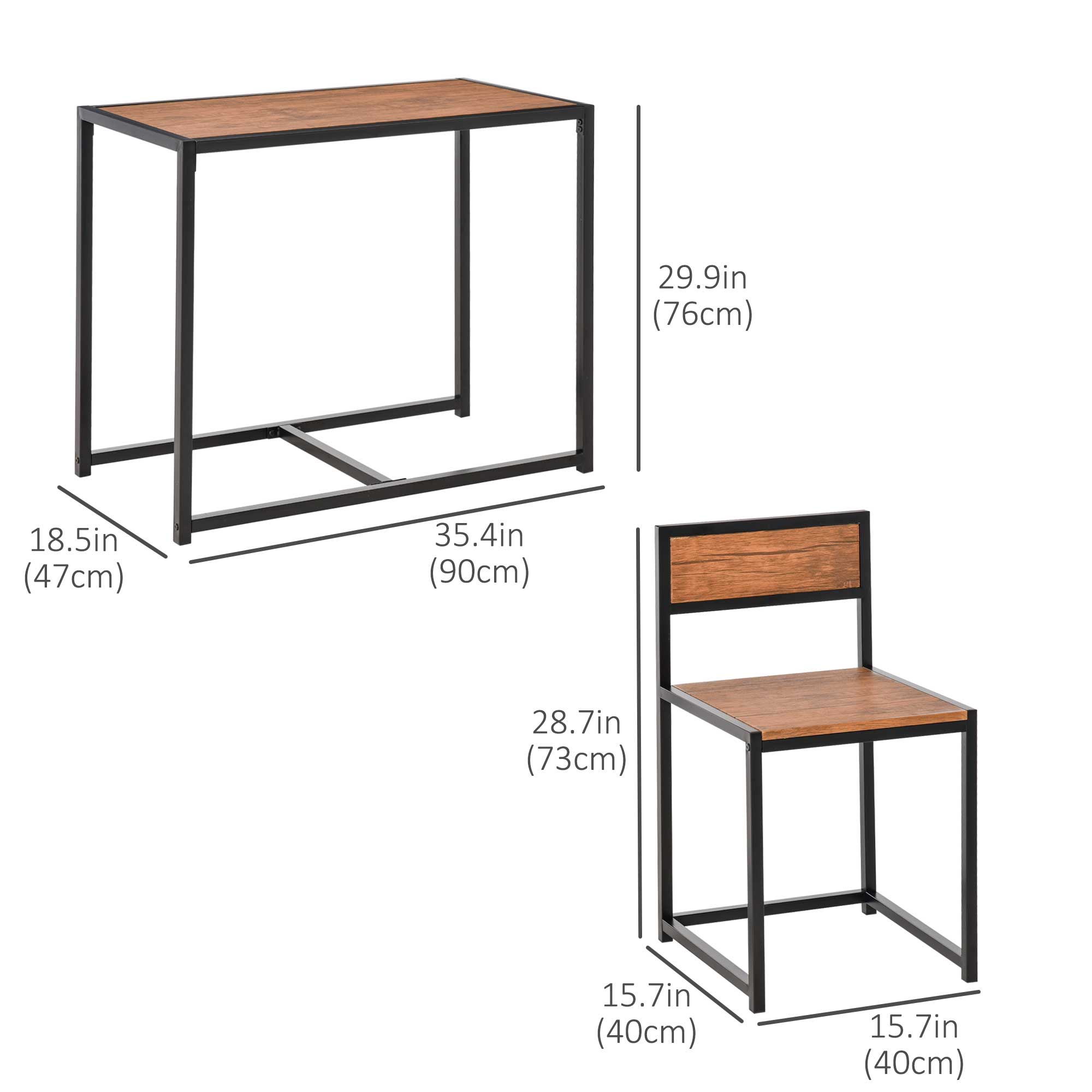 HOMCOM Cozy Dining Duo: 2-Person Industrial Kitchen Table and Chairs Set for Small Spaces, Dining Room Furniture 