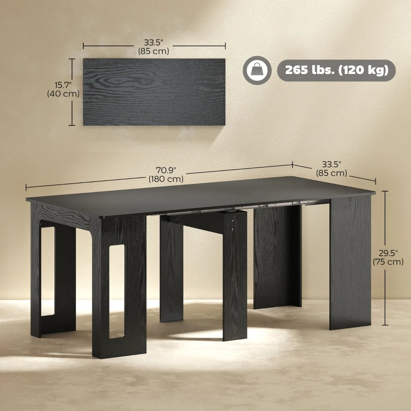 Extendable Dining Table, Expandable Kitchen Table for Small Spaces, Seats up to 6 People, Distressed Black