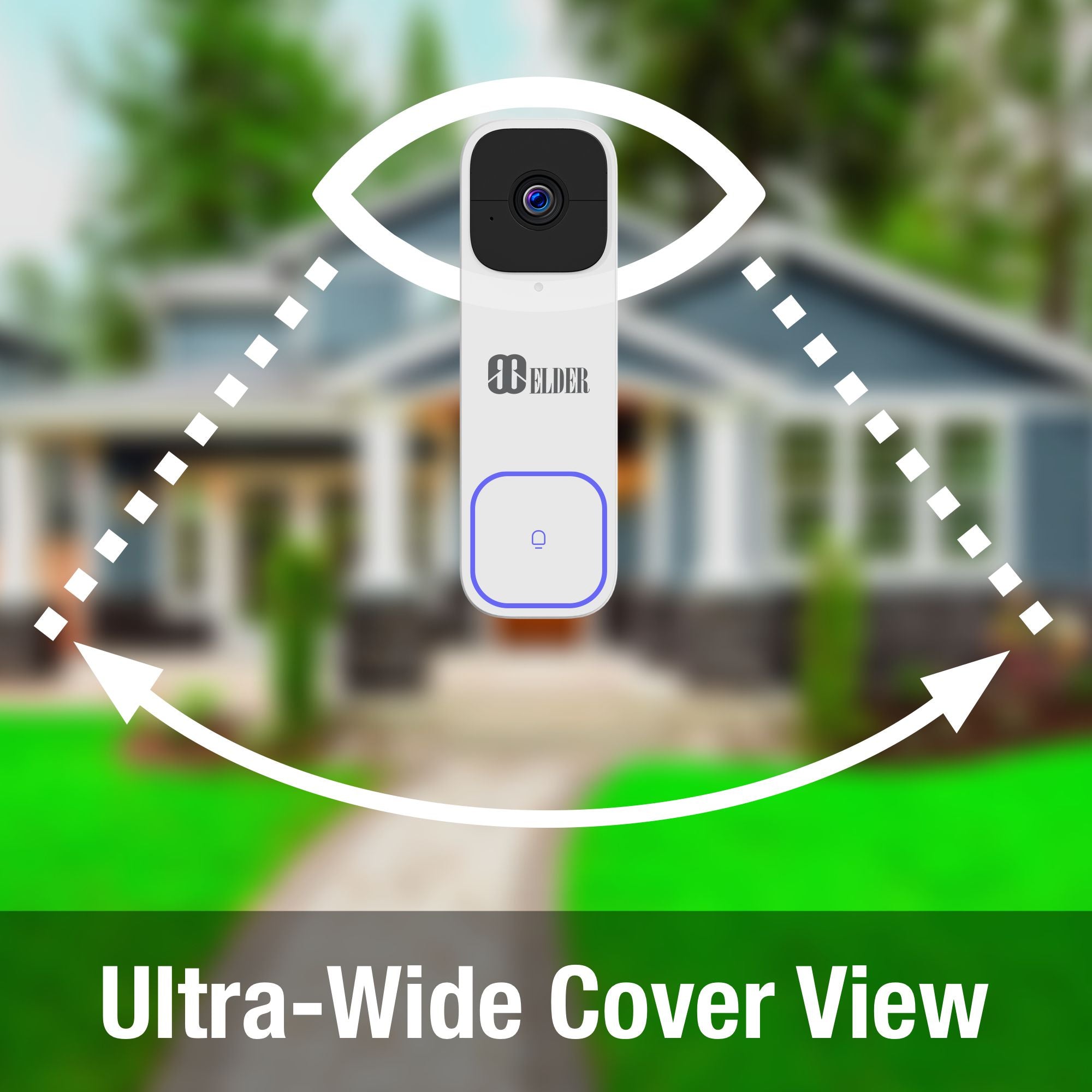 Elder Doorbell Camera 2K Wireless 64GB WiFi Battery-Operated & Chime, Smart Home AI Person & Package Detection & DIY Video Doorbell, Works with Google Assistant & Alexa 