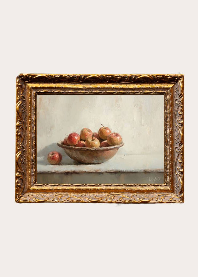 Vintage Pomme | French Brass Gold Mould Framed Art - 8" x 10" 