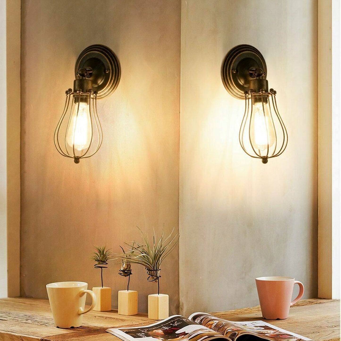 Industrial Metal Brushed Copper Wall Sconce Lamp ~1521