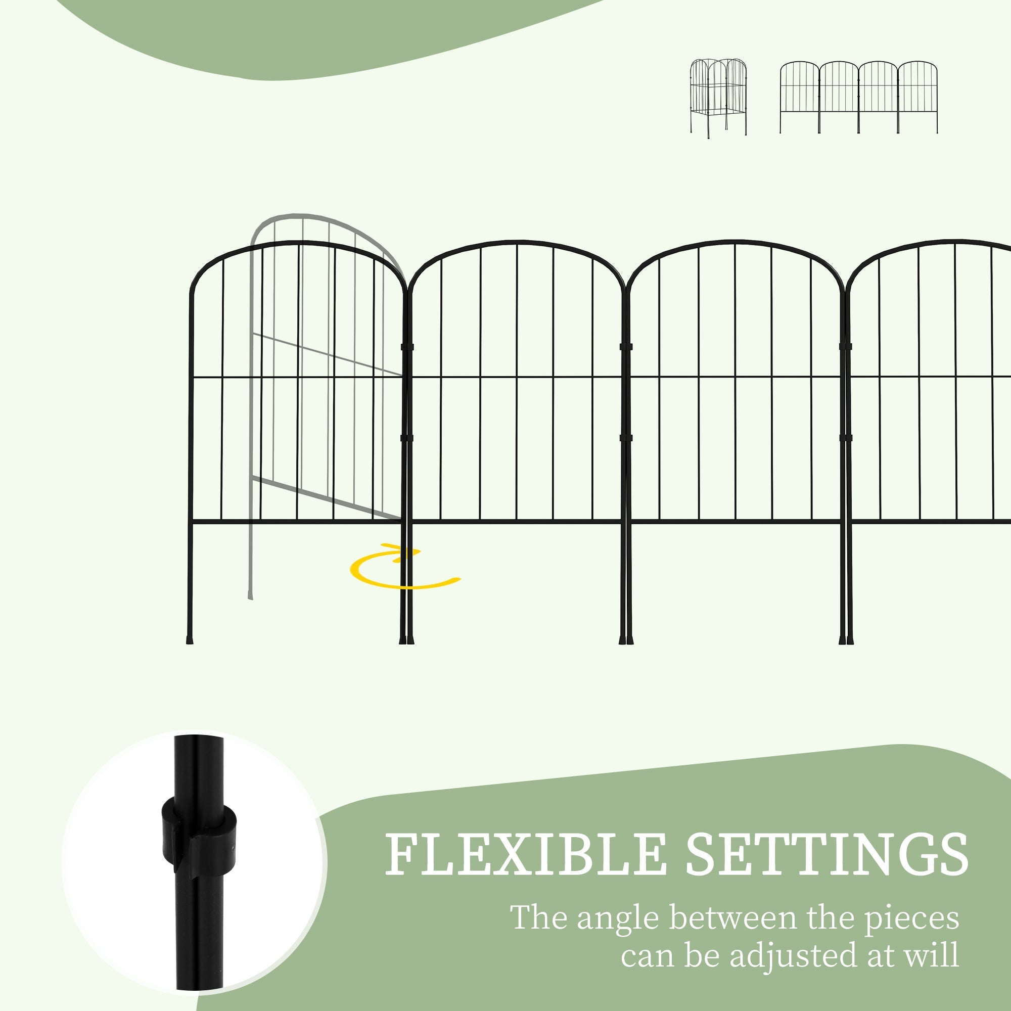 Outsunny 4 Pack Arched Black Metal Garden Fencing Border Decorative Fence Panels Flower Edging Animal Barrier 
