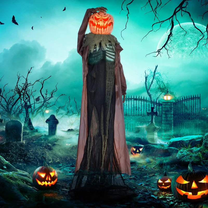HOMCOM 6.4' Life-Size Winged Grim Reaper – Animated Halloween Decoration, Light-Up Eyes 