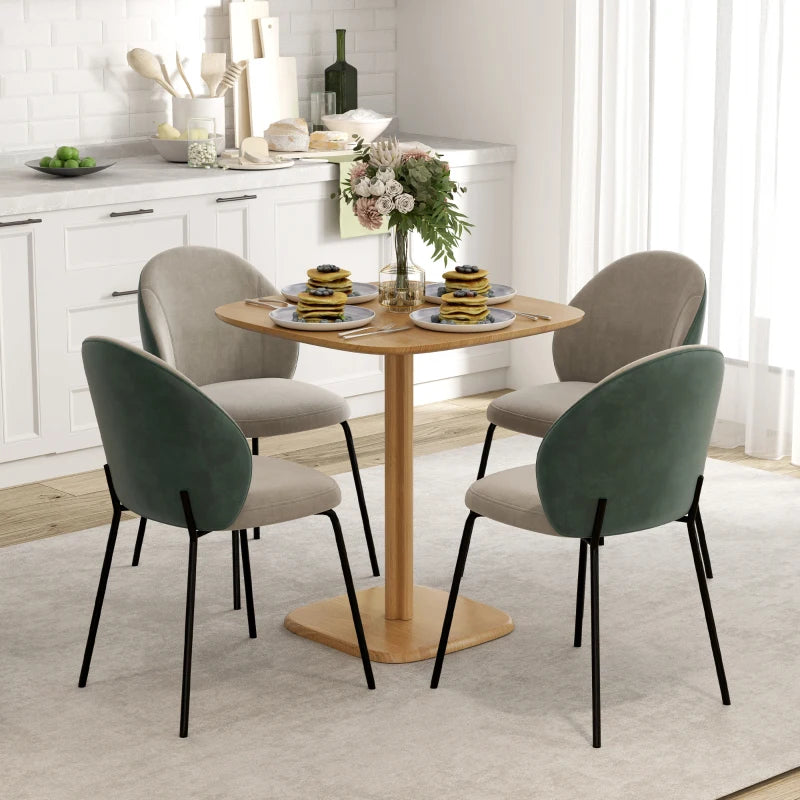 Dining Table for 4 People - Modern Kitchen Table with Wood-Effect Top, 27.6" x 27.6", Natural Wood