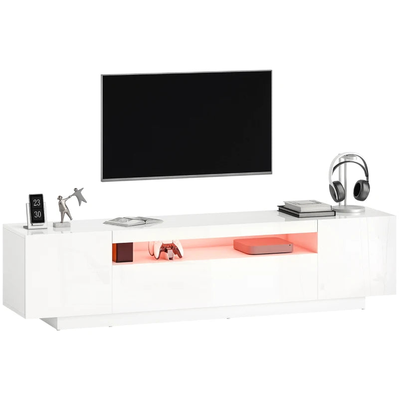 Entertainment Center with RGB LED Lights, TV Stand for 65-85 Inch TV, Modern TV Table for Living Room, High Gloss White