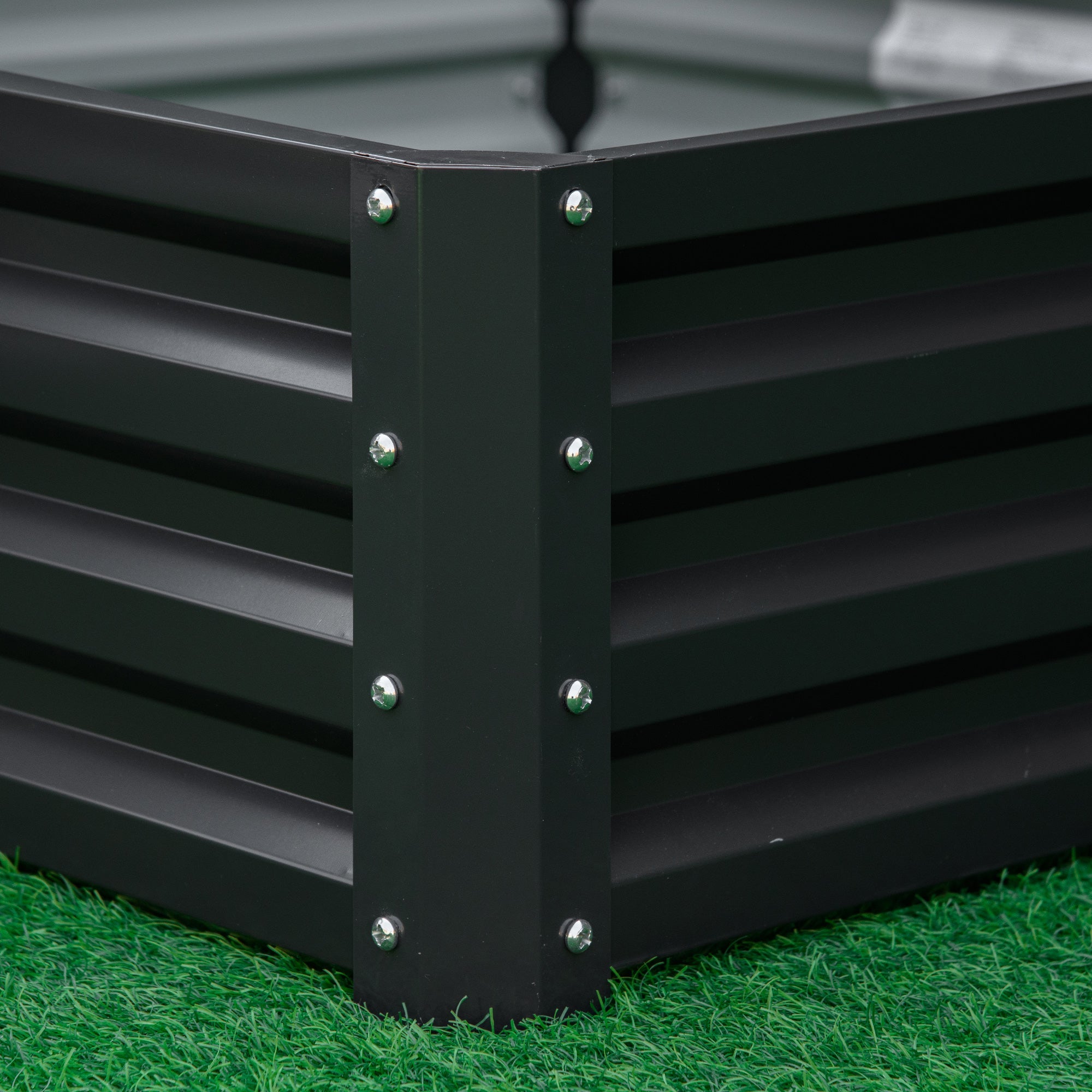 Outsunny 4' x 4' x 1' Raised Galvanized Steel Garden Bed Planter Box for Vegetables Flowers Herbs Grey 