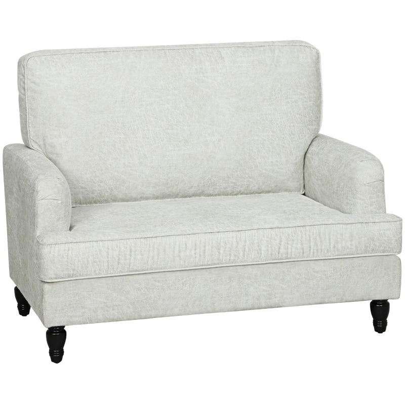 Modern Accent Chair, Leathaire Armchair with Turned Legs and Wide Seat, Single Sofa for Bedroom, Living Room, Cream White