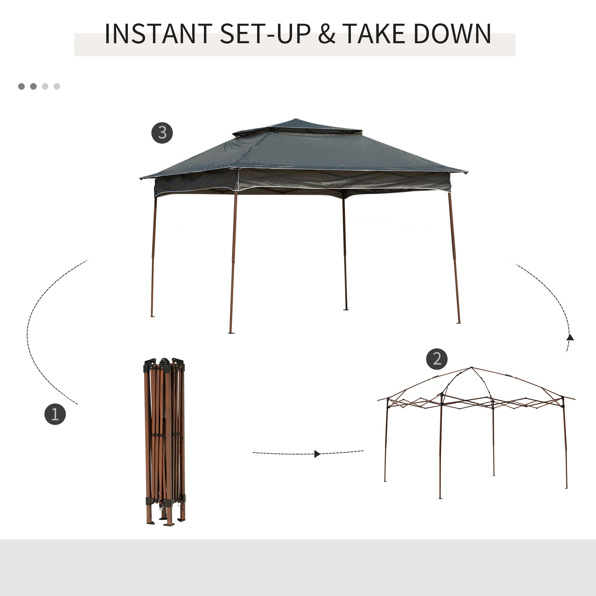 Outsunny Pop Up Canopy 11'x11', 2-Tier Soft Top, Event Tent with Netting, Dark Grey for Patio Garden 