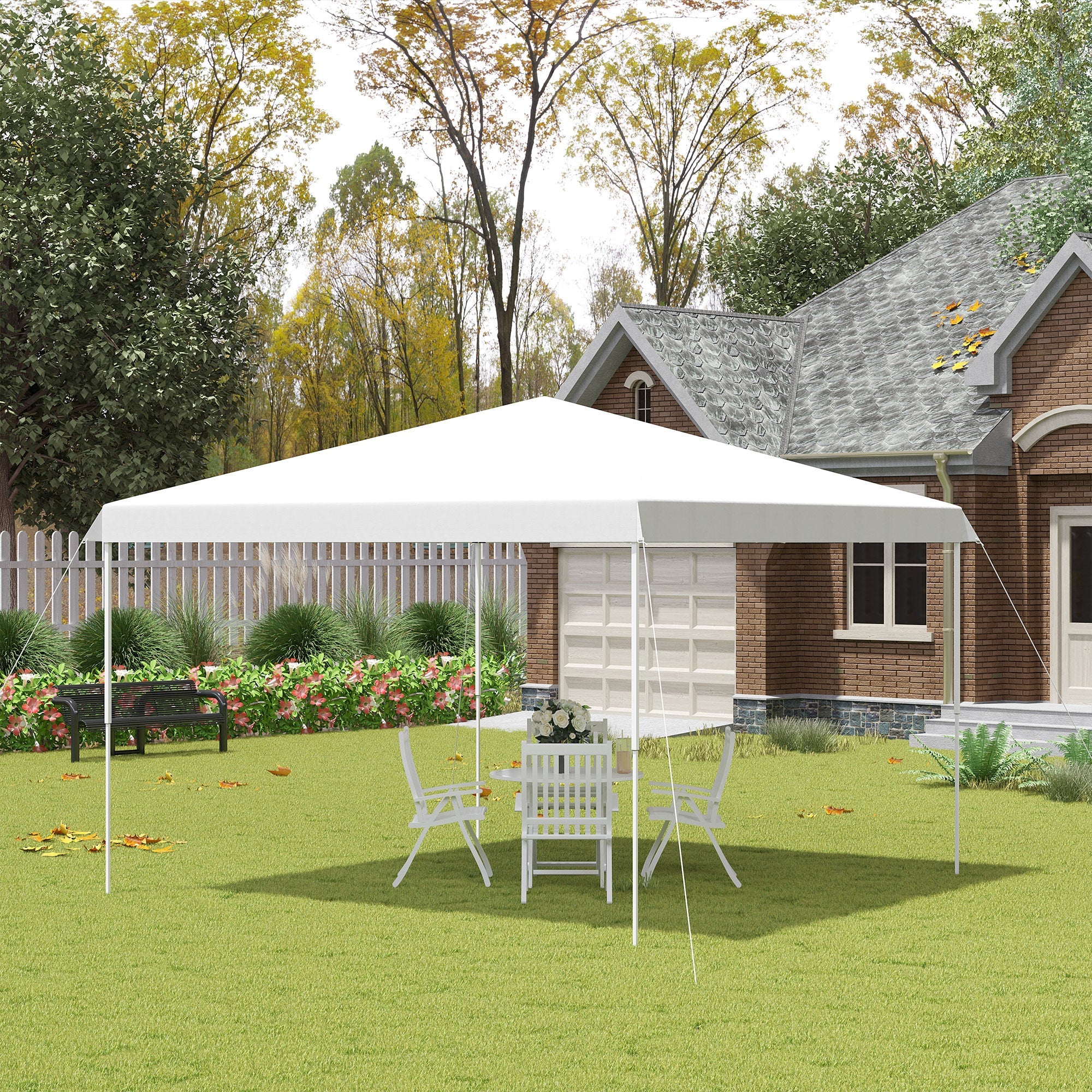 Outsunny 13' x 13' Pop Up Canopy Height Adjustable, Instant Pop Up Canopy Tent with Carrying Bag, Portable Gazebo Tent, White 