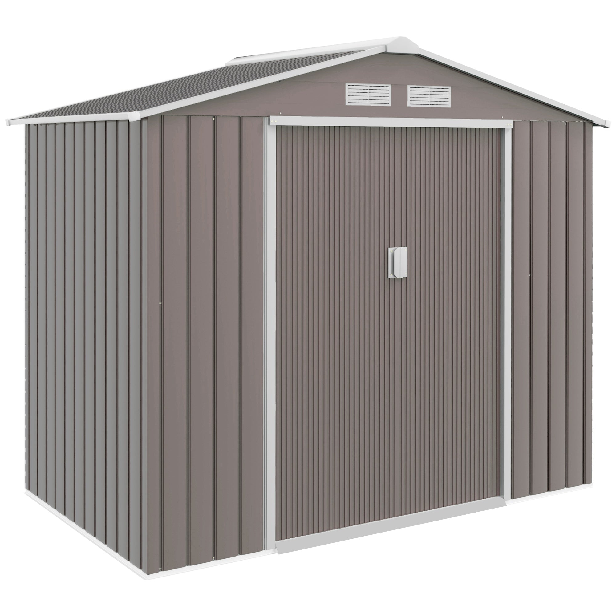 Outsunny Metal Garden Shed 7' x 4' x 6' Outdoor Storage with Foundation Double Doors Grey 