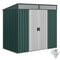 6.5x4FT Galvanised Metal Shed with Foundation Kit, Lockable Garden Tool Storage House with Sliding Doors, Vents, Green