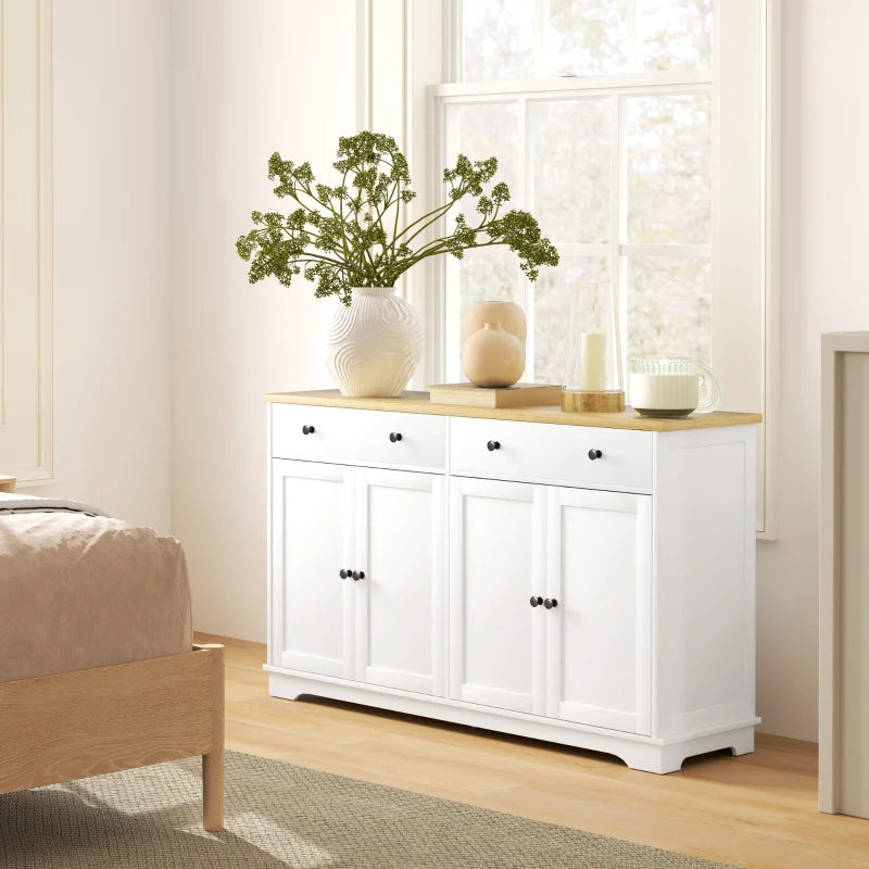 Modern Sideboard, Buffet Cabinet with Storage Drawers, Adjustable Shelves for Living Room, Dining Room, Entryway, White