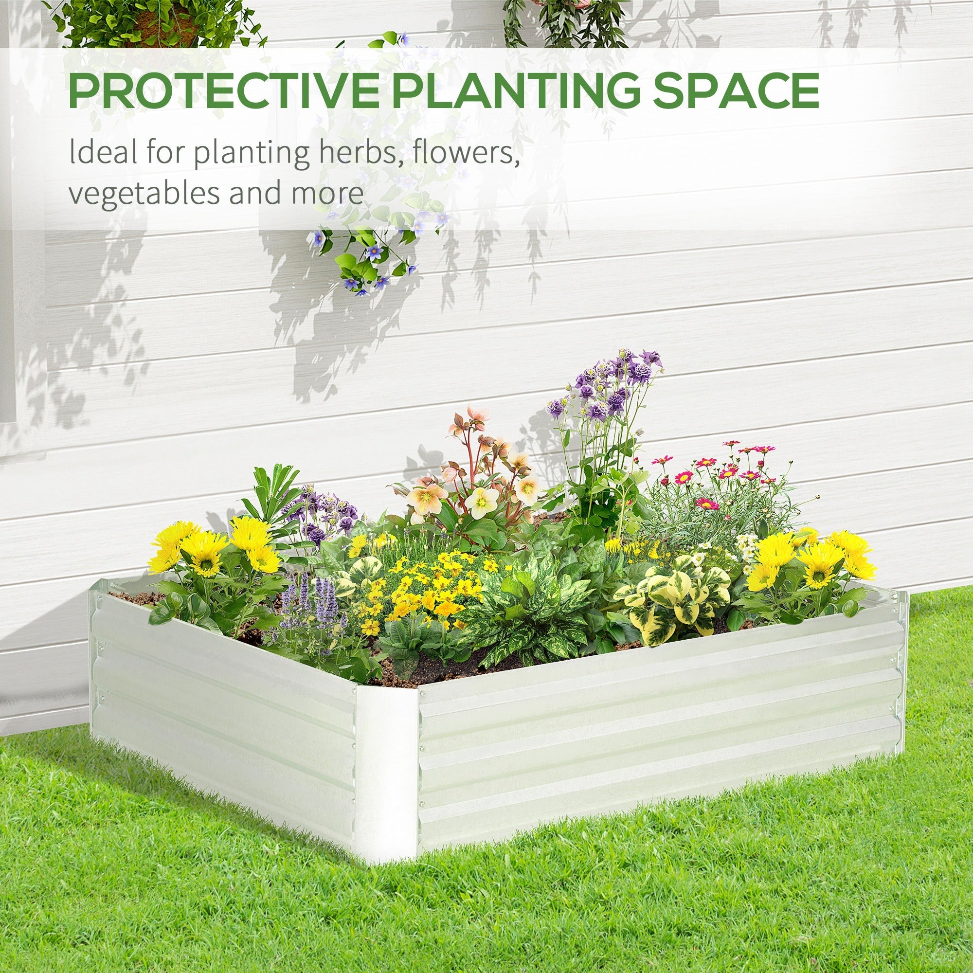Outsunny Galvanized Raised Garden Bed, 4' x 3' x 1' Outdoor Metal Planter Box, Raised Bed for Growing Flowers and Herbs 