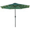 Outsunny 9ft Solar LED Patio Umbrella: Green Crank Tilt Sunshade for Garden, Beach & Outdoor Use