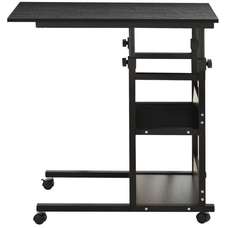Mobile Standing Desk, Adjustable Height 31.5 inch Stand Up Desk with Wheels for Home Office, Black