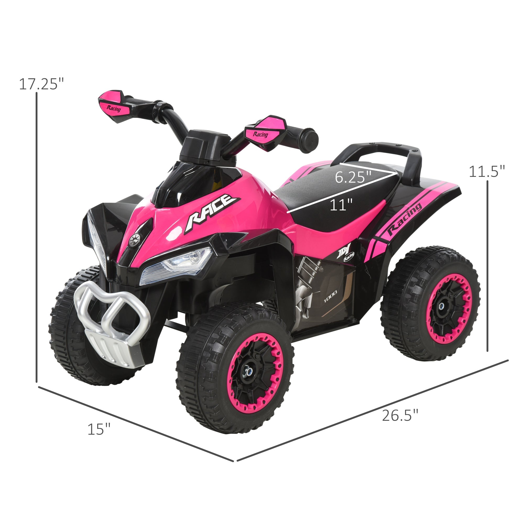 Aosom Kids Ride-On Motorcycle Toy 4 Wheels Walker No Power Foot To Floor with Music and Light 