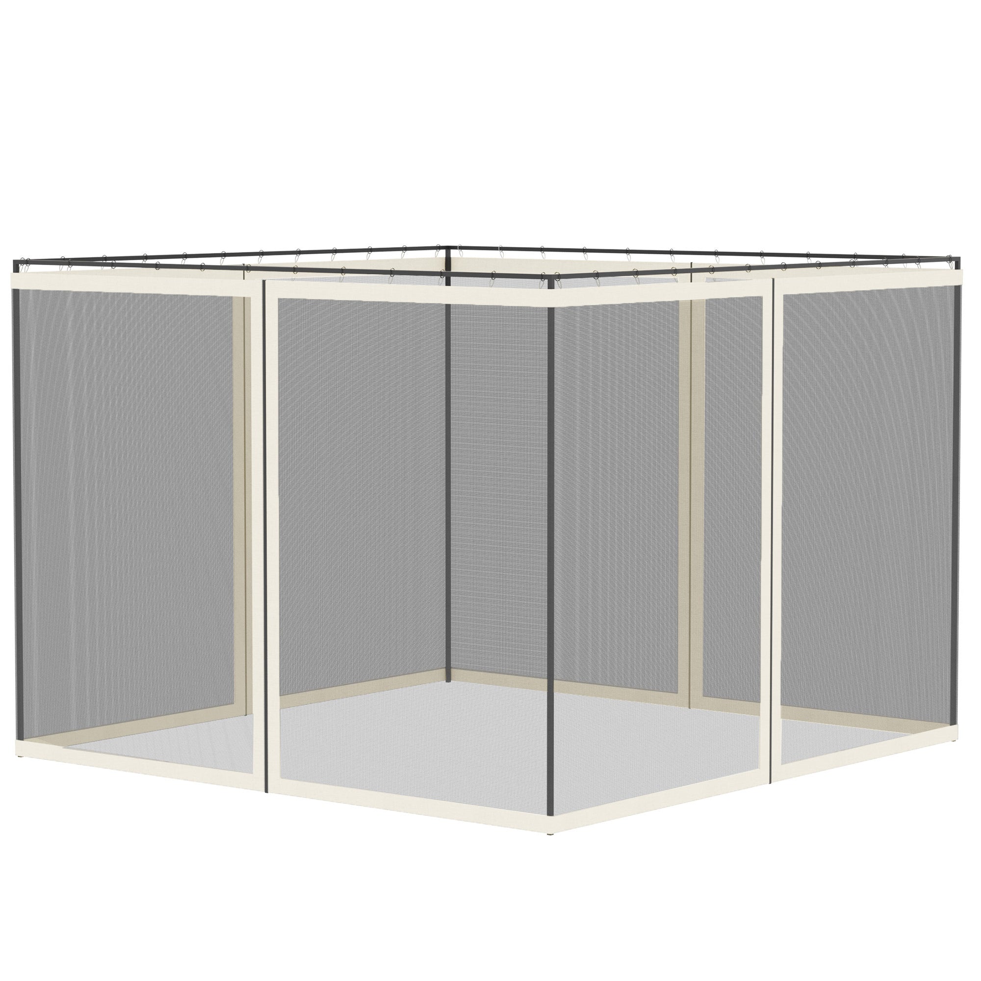 Outsunny Replacement Mosquito Netting for Gazebo 10' x 10' Black Screen Walls for Canopy with Zippers, White 