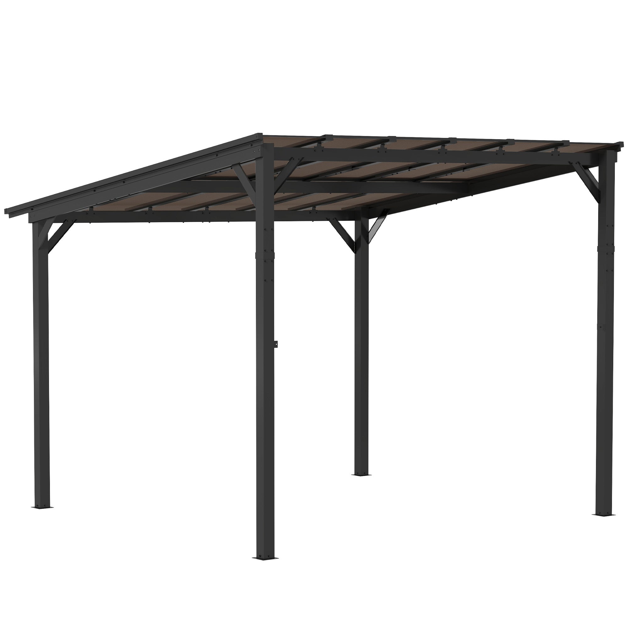 Outsunny 10' x 10' Hardtop Gazebo Wall-Mounted / Free Standing Outdoor Pergola with UPF 50+ & Waterproof Polycarbonate Roof 