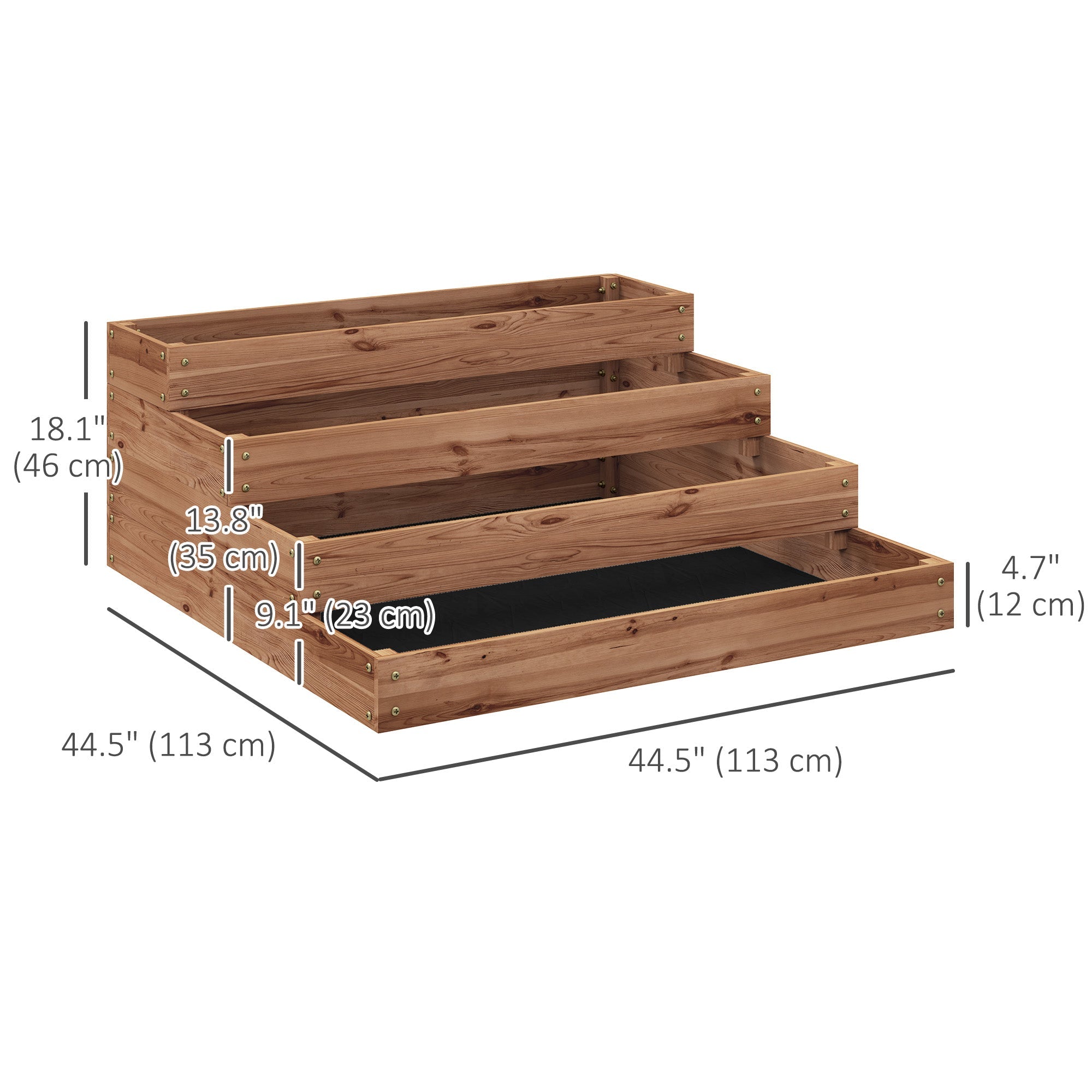 Outsunny 4-Tier Raised Garden Bed, Vertical Wooden Elevated Planter Box Kit with Liner for Vegetable, Flower, Herb, Dark Brown 