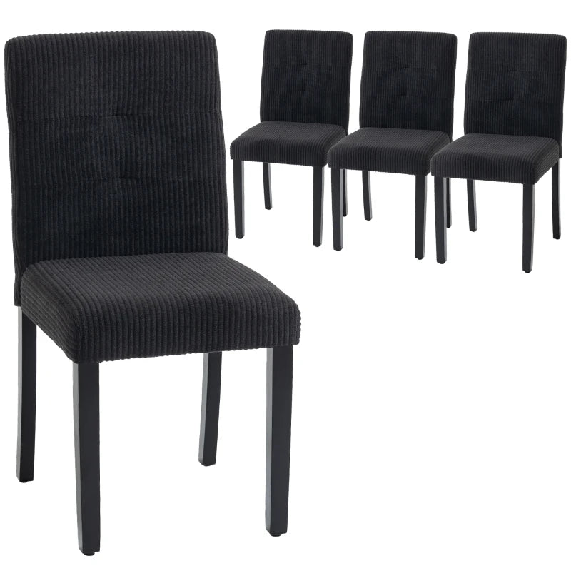Modern Dining Chairs Set of 4, Kitchen Chairs with Rubberwood Legs and Padded Seat, Black