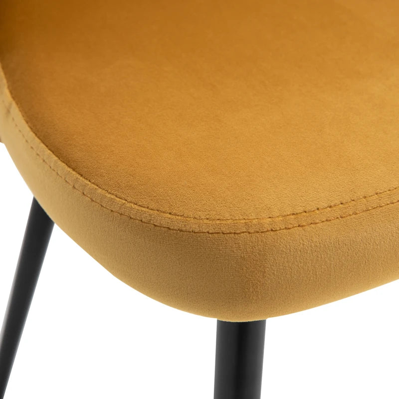 Modern Dining Chairs, Mid-Back Velvet-touch Upholstery Side Chair, Table Chair for Living Room, Dining Room, Yellow, Set of 4