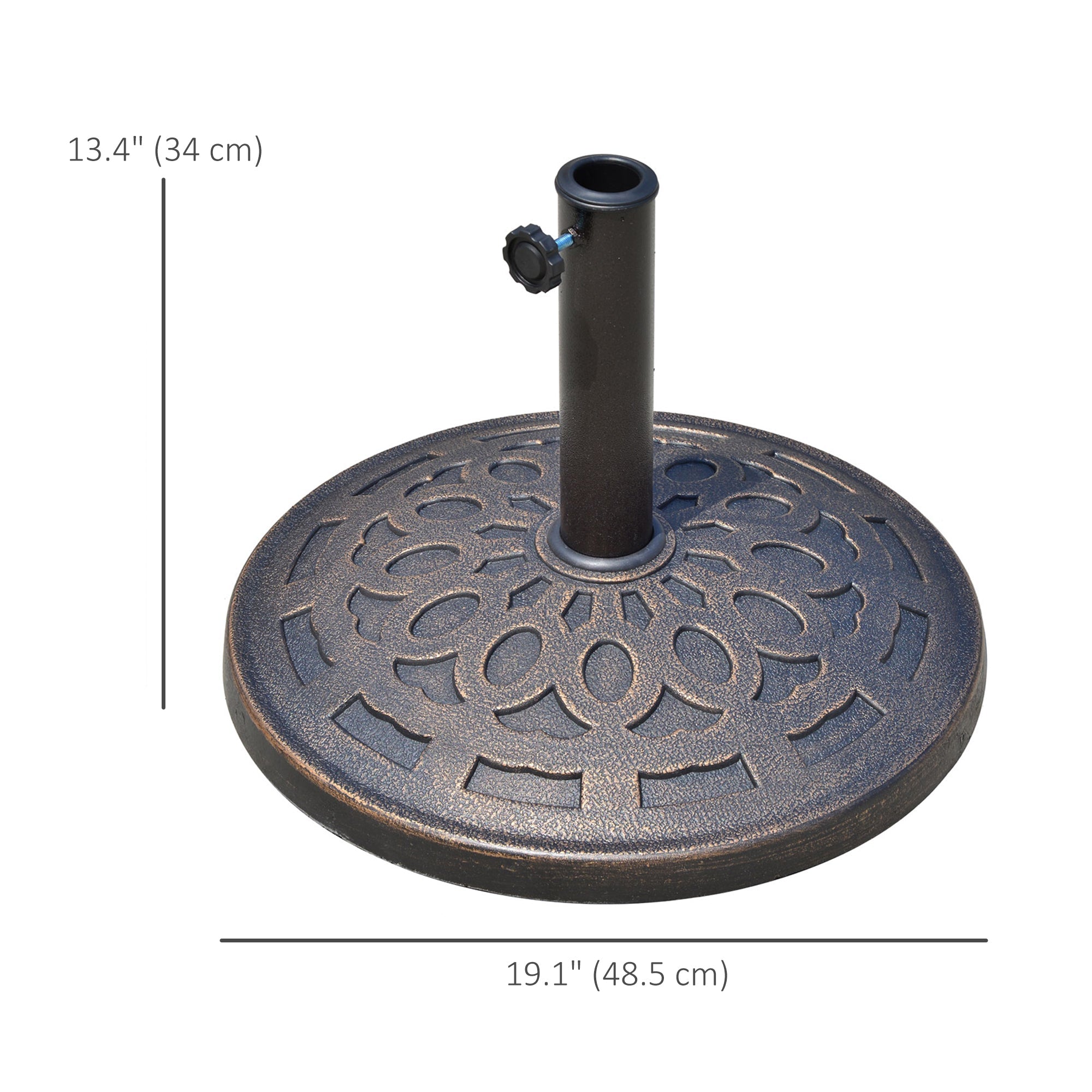 Outsunny Patio Umbrella Base 31 lb Heavy Duty Round Market Umbrella Holder Outdoor Garden Backyard Bronze 