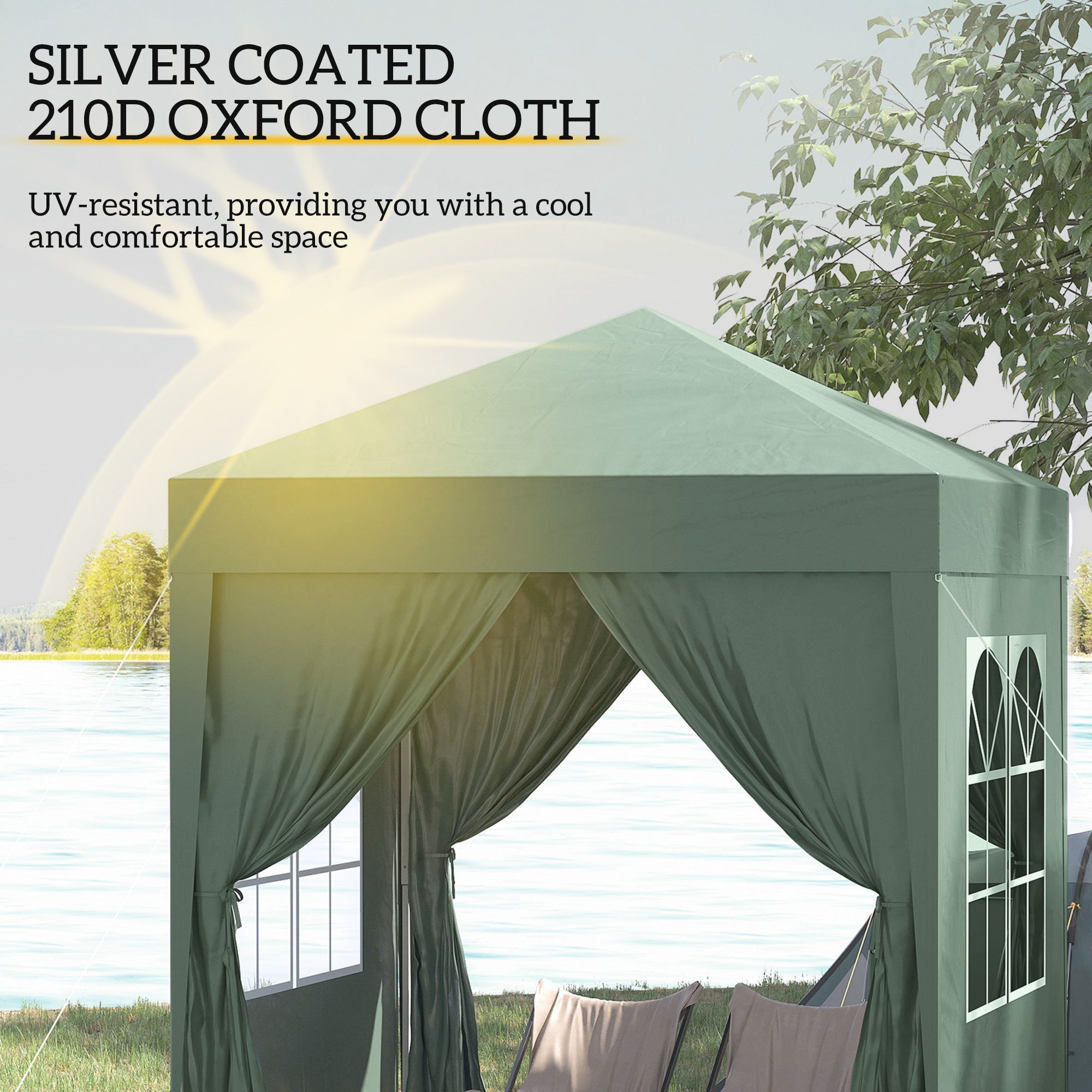 Outsunny 6.6x6.6ft Pop Up Party Tent Green Outdoor Folding Gazebo Canopy with Side Walls 