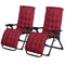 Outsunny Garden Chairs Set of 2 Reclining Zero Gravity Sun Lounger with Cushion Red Durable