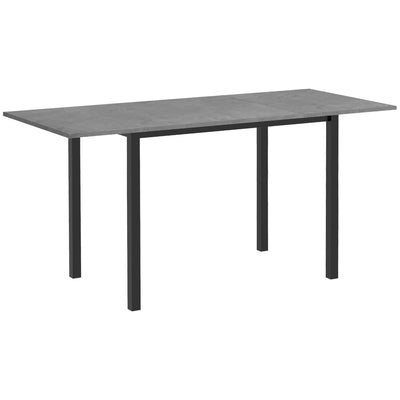 HOMCOM Space Saving Extendable Dining Table for 6 with Drop Leaf Folding Feature in Dark Grey Ideal for Small Spaces 