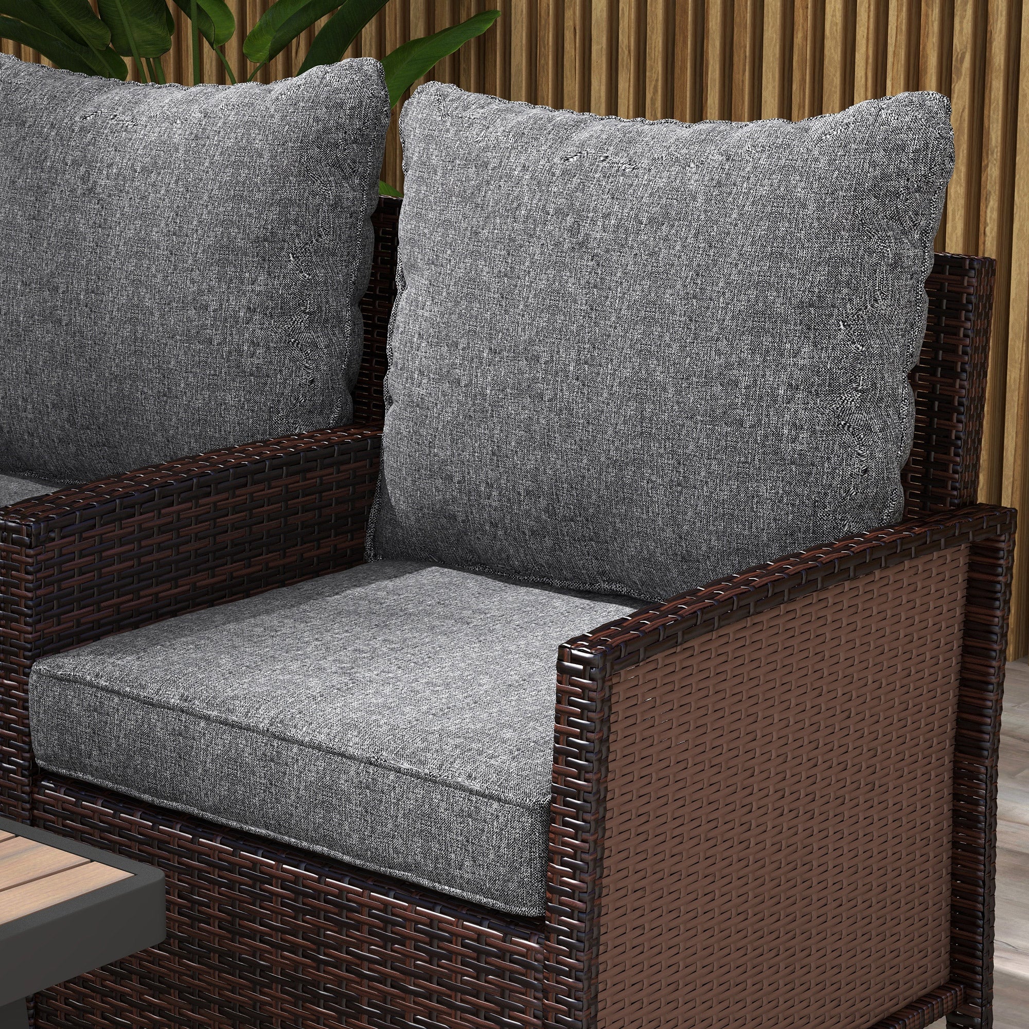 Outsunny 4-Piece Seat Cushion Pillows Replacement, Patio Chair Cushions Set with Back for Indoor Outdoor, Grey 