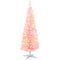 HOMCOM 5ft Pencil Christmas Tree, Slim Artificial Christmas Tree with Realistic Branches and Warm White LED Lights, Pink