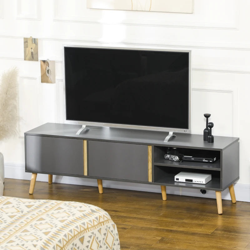 TV Stand for TVs up to 55", TV Cabinet with Shelves and Cable Holes, Entertainment Unit for Living Room, Dark Grey