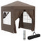 6.6'x6.6' Pop Up Canopy Tent with Sidewalls, Instant Sun Shelter Camping Gazebo with Carry Bag, Coffee