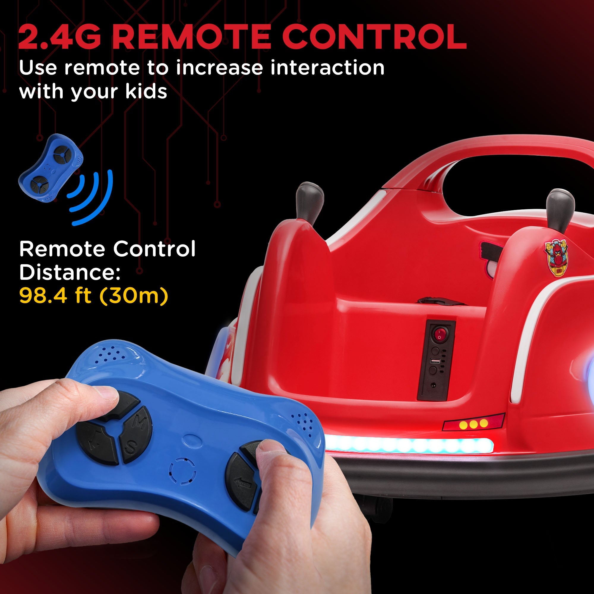 Qaba Angry Bird Licensed Electric Ride on Car, 12V Bumper Car for Kids w/ Dual Joysticks, 360 Degree Spin, Red 