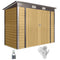 8 x 4FT Galvanized Garden Storage Shed, Metal Outdoor Shed with Double Doors and 2 Vents, Oak