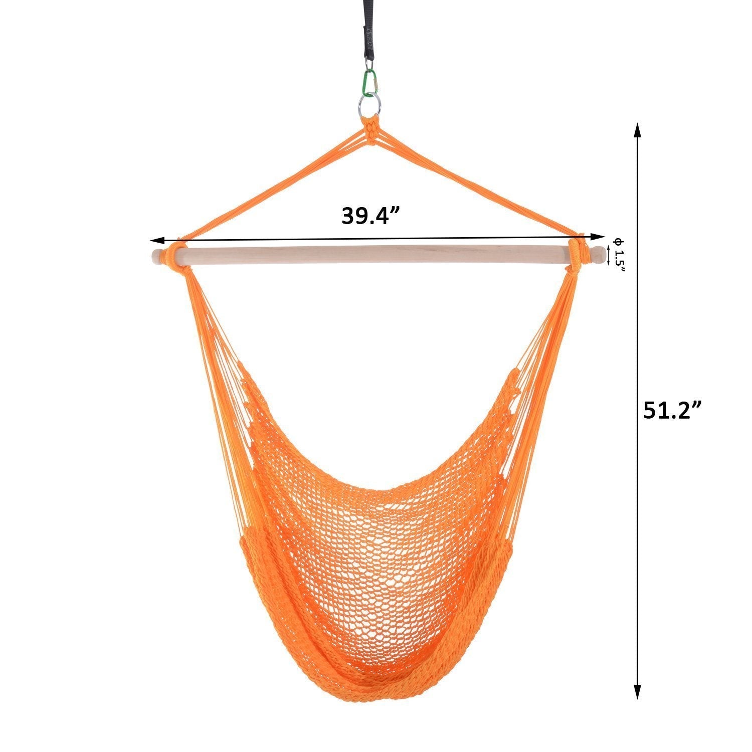 Outsunny Portable Rope Hammock Chair Woven Hanging Swing Seat Outdoor Garden Yard Camping Orange Nylon 