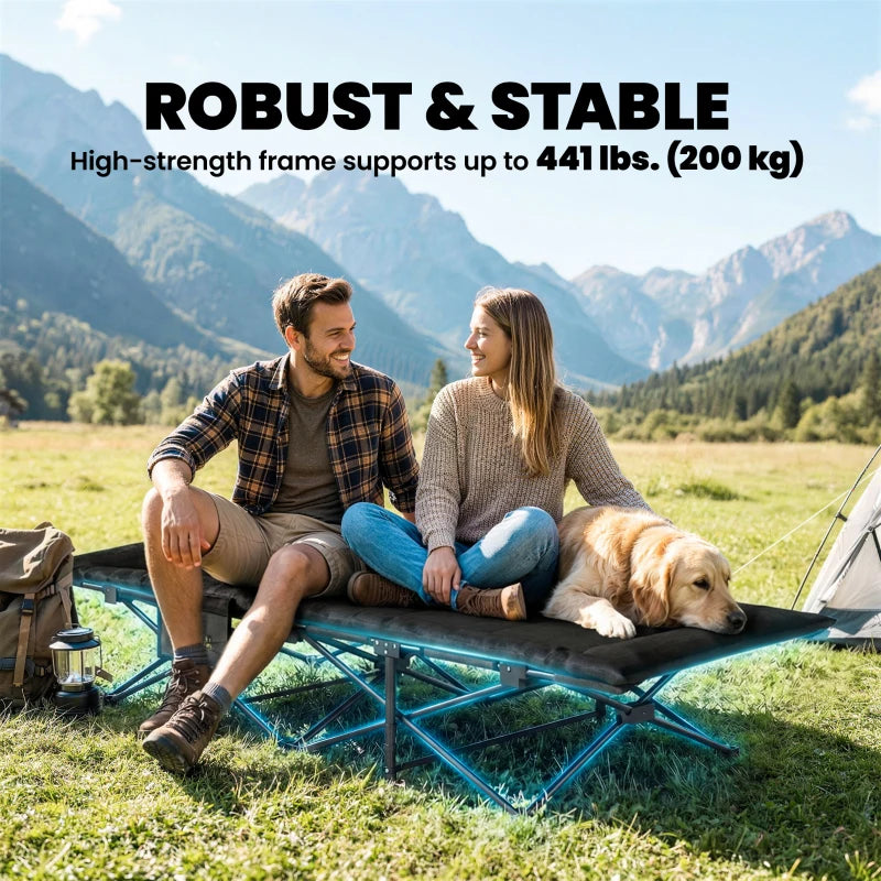 Camping Cot for Adults with Padded Cushion, 31.5" Wide Folding Bed with Carry Bag and Non-Slip Feet, Black