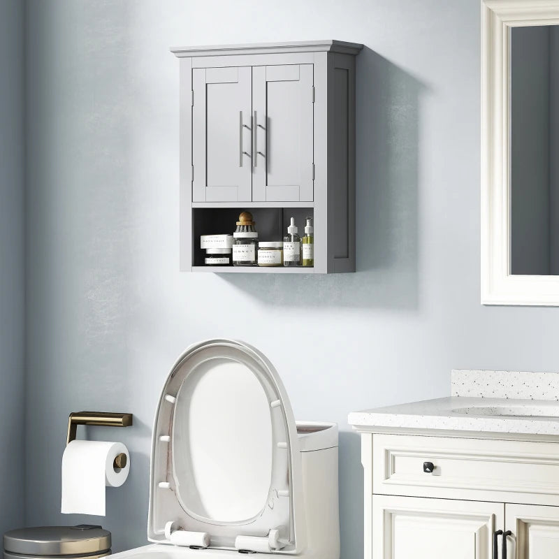 Bathroom Wall Cabinet, Medicine Cabinet, Toilet Storage Cabinet with Shelf for Living Room and Entryway, Grey
