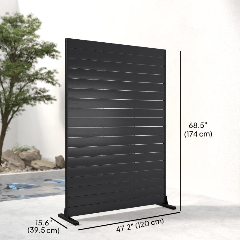 Outdoor Privacy Screen, 47.2" x 68.5" HDPE Decorative Screen Panel with Stand, Freestanding Privacy Panel, Black