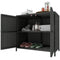 Wicker Outdoor Storage Cabinet Double Magnetic Doors, PE Rattan Outdoor Towel Rack for Pool, Patio, Dark Grey