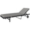 Outsunny PE Rattan Tanning Chair, Outdoor Patio Lounger with 5-Level Adjustable Back, Wheels and Cushion, Grey