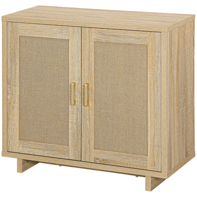 HOMCOM Accent Cabinet with Linen Doors and Adjustable Shelves for Living Room, Dining Room, Kitchen 