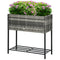 Outsunny Rattan Raised Garden Bed - Elevated Planter Boxes with Storage Shelf for Herbs, Vegetables, Grey