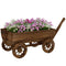 Wooden Wagon Planter Box, Mobile Garden Planter with 4 Wheels, Small Wheelbarrow Wagon Flower Cart with Drainage Holes