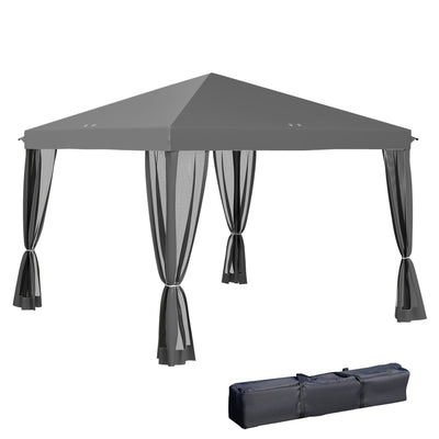 Outsunny Pop Up Canopy Tent: 10' x 10' Gazebo with Mesh Walls and Carry Bag for Outdoor Patio, Light Gray 
