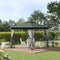 Outsunny 10x10 Steel Patio Gazebo Soft-Top Sun Shelter with 2-Tier Roof & Curtain Sidewalls in Grey