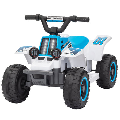 Qaba 6V Kids ATV Quad, 4 Wheeler Battery Powered Electric Ride on Car w/ Lights, Forward Backward, for 3-6 Years, White 